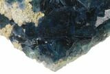 Cubic, Blue-Green Fluorite Crystals on Quartz - China #138074-2